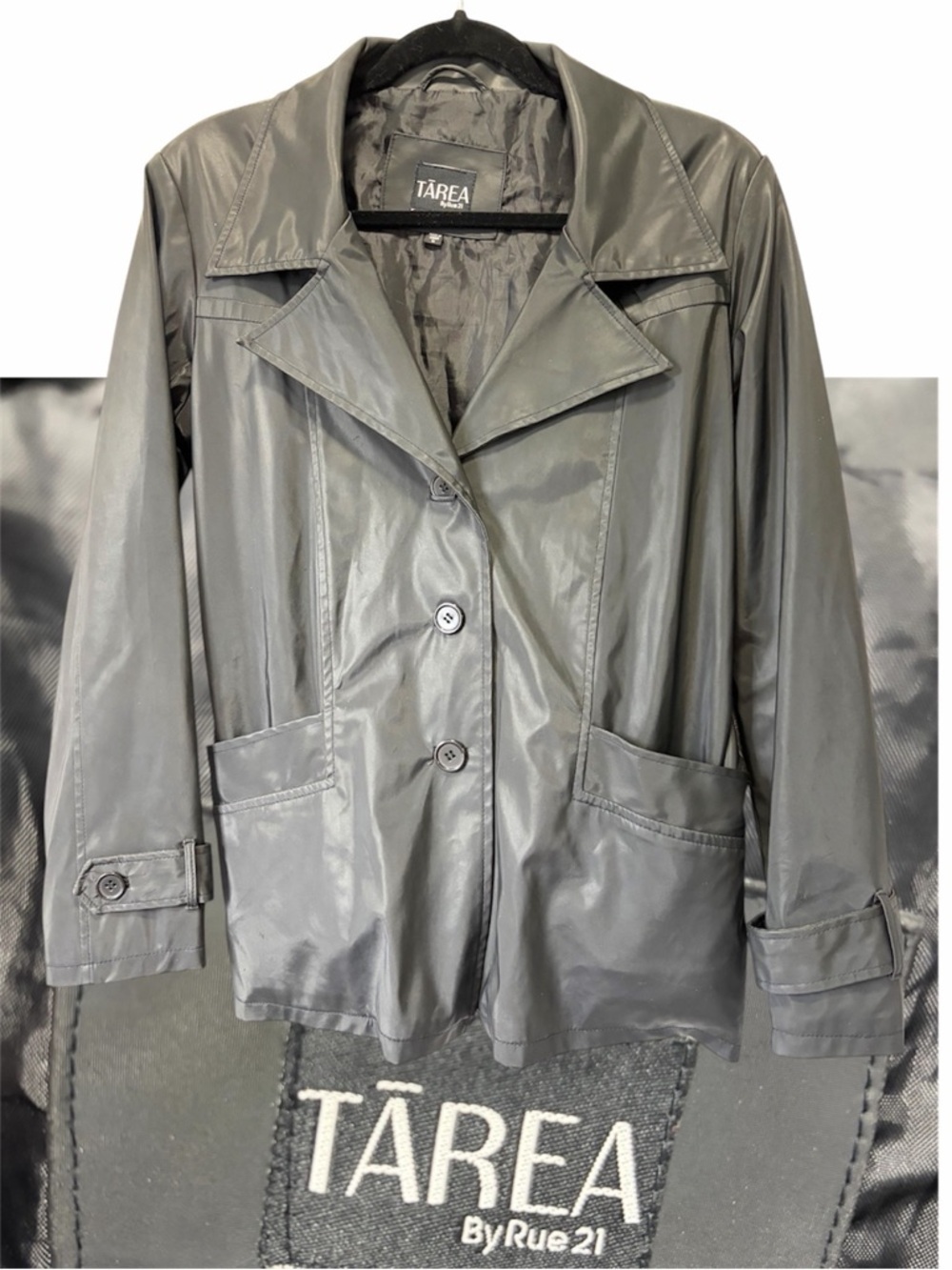 Rue21 black Trench-Style Jacket Y2K a few flaws